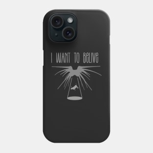 I Want to Belive - Shadow Ship Lifting a Cow - Black - Sci-Fi Phone Case