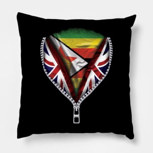 Zimbabwean Flag  Zimbabwe Flag zipped British Flag - Gift for Zimbabwean From Zimbabwe Pillow