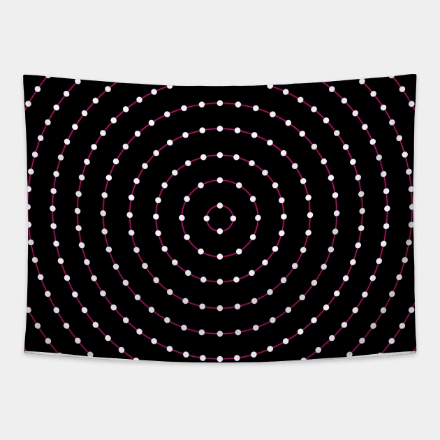 Circular Bullseye Pattern no.3 Black with Pink LIne with White Dots Tapestry by Neil Feigeles
