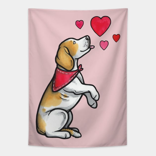 Beagle love Tapestry by animalartbyjess