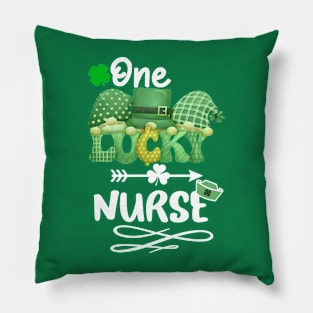 One Lucky nurse with gnomes Pillow