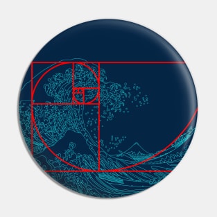 Fibonacci Sequence and Aqua Great Wave Pin