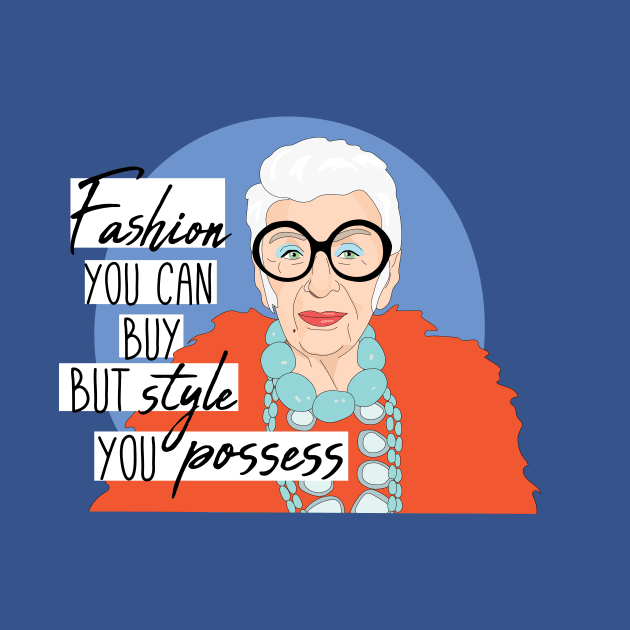 Iris Apfel Portrait Orange Coat by FemCards