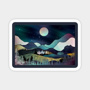 Starry night in the mountains Magnet