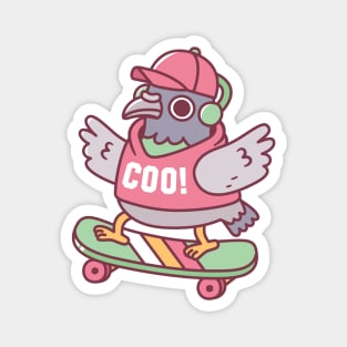 Coo Pigeon On Skateboard Funny Magnet