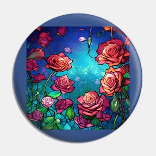 Stained Glass Roses Pin