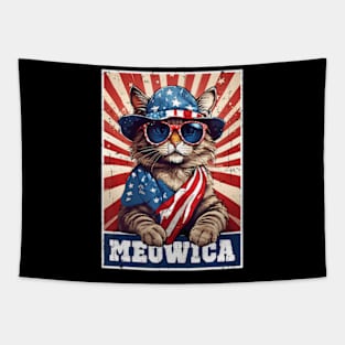 Meowica 4Th Of July Cat American Flag Cat ny 4Th Of July Tapestry