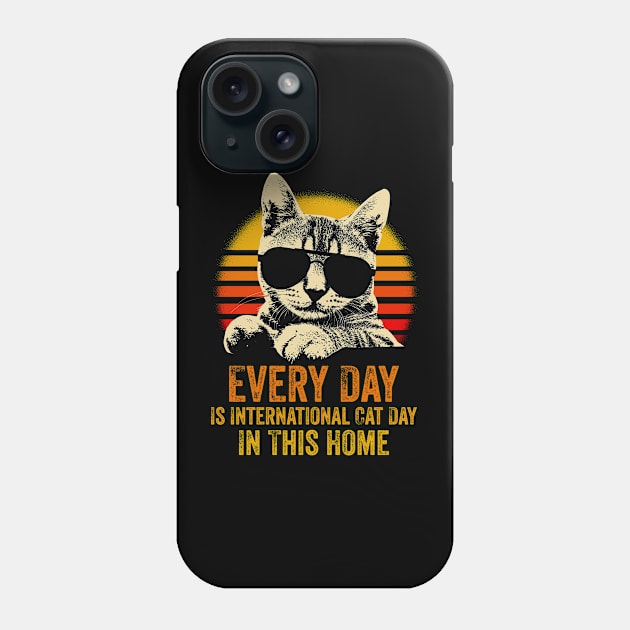 Every Day Is International Cat Day In This Home Phone Case by AnKa Art