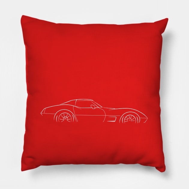 Chevrolet C3 Corvette Stingray - profile stencil, white Pillow by mal_photography