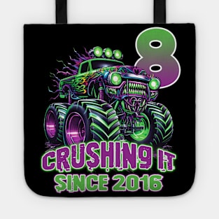 Monster Truck Birthday Tee 8th Birthday Boy Gift Awesome Since 2016 Tee Custom Monster Truck Tee Tote