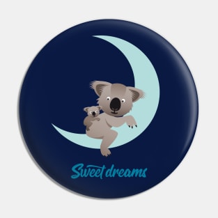 Sweet dreams - Koalas on the moon with typography Pin