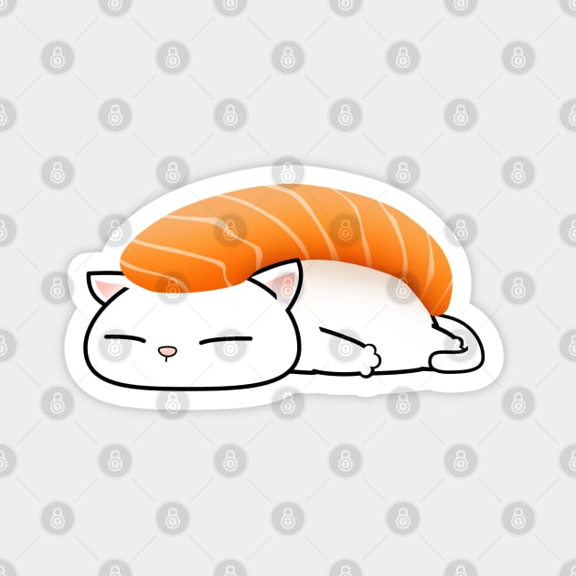 Chubby Cat Salmon Sushi Magnet by Takeda_Art