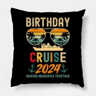 Birthday Cruise Shirts 2024 Squad Family Vacation Summer Pillow