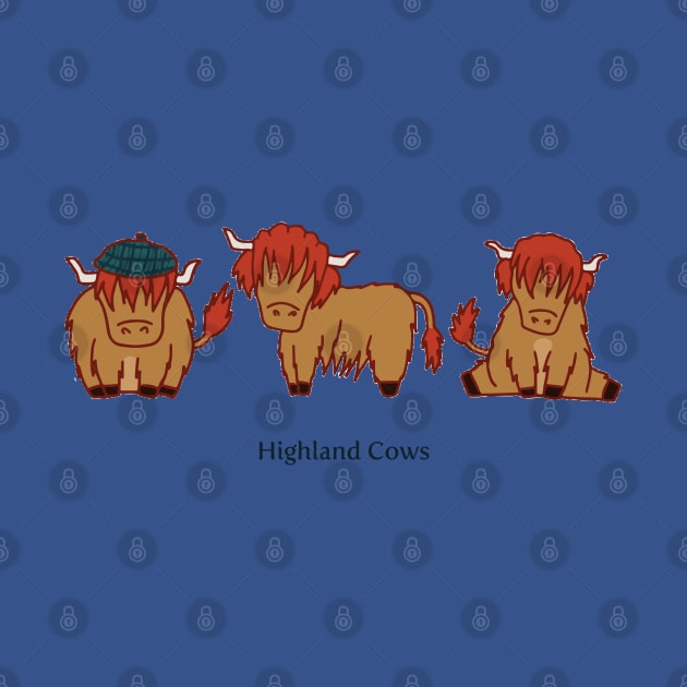 Cute Scottish Cows Drawing by MariOyama