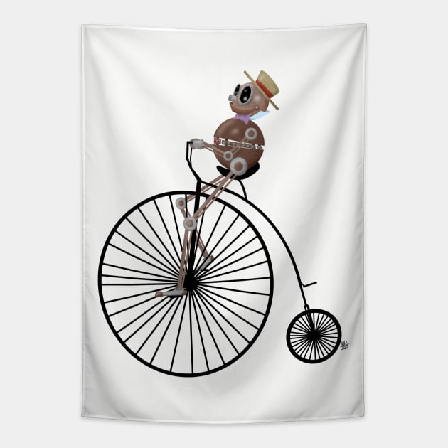 Robot on Bicycle Tapestry by UzzyWorks