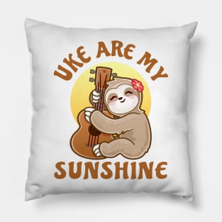 Cute girls music lover ukulele player sloth Pillow