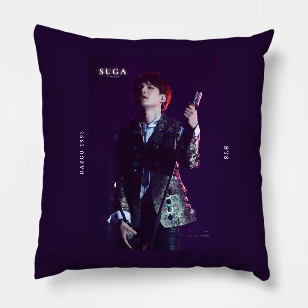 BTS Suga: Dark Theme #1 Pillow by TheMochiLife