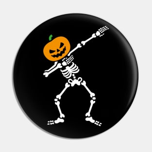 Dabbing skeleton dab pumpkin head Halloween Pin