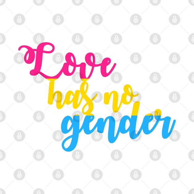 Love has no gender Pansexual flag by Love Freely Clothing Company