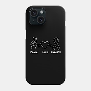 Multiple Sclerosis Awareness Peace Love Cure MS Warrior Prem Phone Case