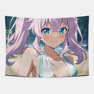 Anime Girl Beach Day Tapestry