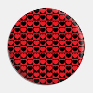 Checkered Hearted Black And Red Pin