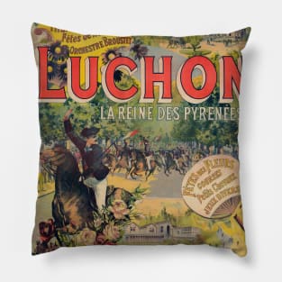 Luchon France Vintage Railroad Poster 1890 Pillow