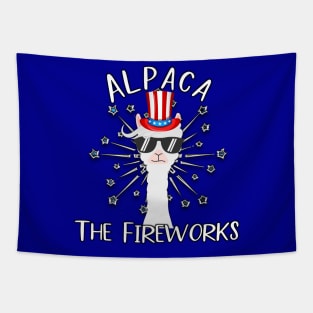 Patriotic Llama Alpaca The Fireworks July 4th Funny American Tapestry