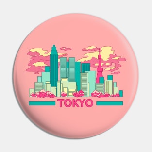 The colorful Tokyo skyscrapers and the cherry blossom Pin