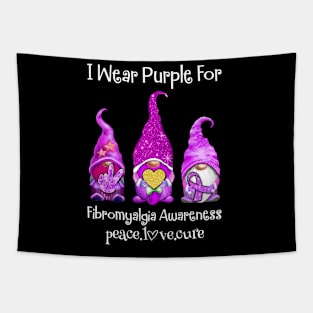 Gnomies I Wear Purple For Fibromyalgia Awareness Peace Love Cure Tapestry