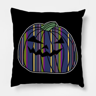 Dark Blue Stripes Halloween Horror Pumpkin Pillow