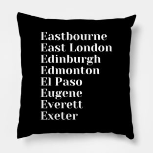 City with E names, Mug, Pin, Mask Pillow