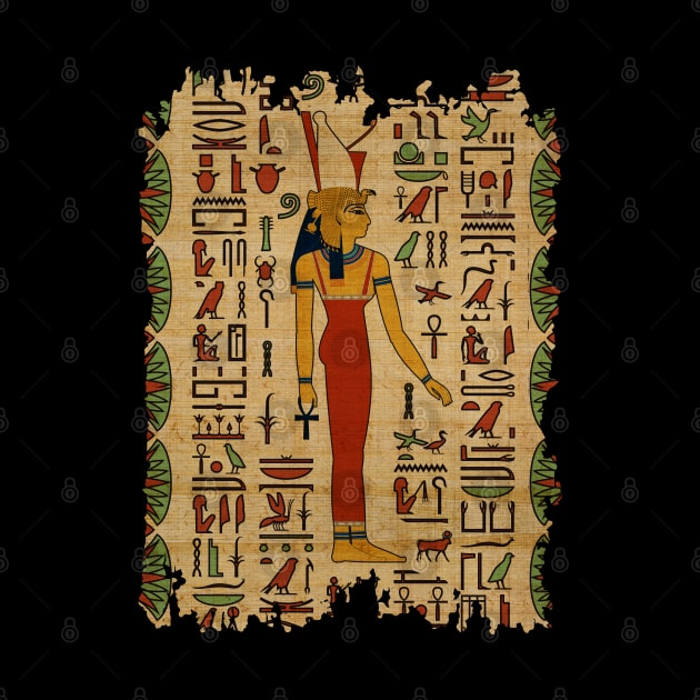 Egyptian Mut Ornament on papyrus by Nartissima