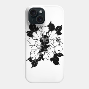 Blackwork Peony Phone Case