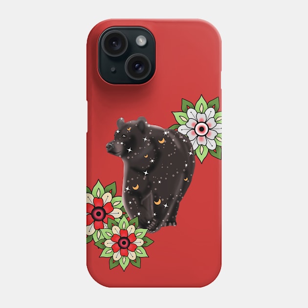 Night of brown bear Phone Case by Red Zebra