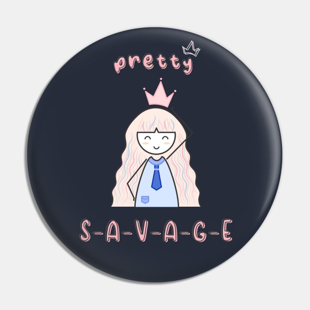 Aesthetic Pretty Savage Crown Girl Logo Design Pin by Al-loony