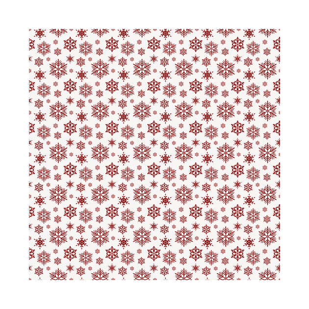 Dark Christmas Candy Apple Red Snowflakes on White by podartist