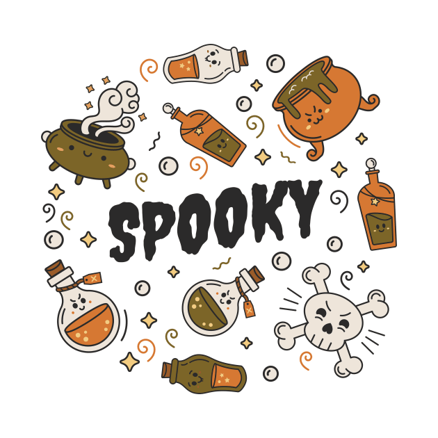 Kawaii Spooky Halloween Doodle Art by SLAG_Creative