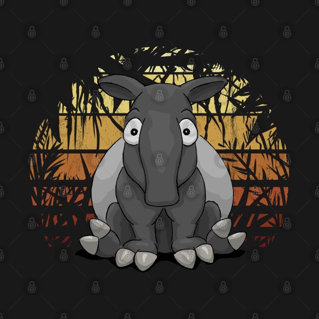 Retro Sunset l Chubby Jungle King Tapir by SkizzenMonster