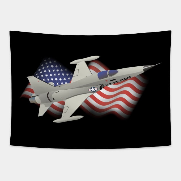 Patriotic F-5 Light Fighter Aircraft Tapestry by NorseTech