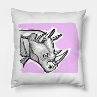 Rhino digital hand drawn illustration Pillow