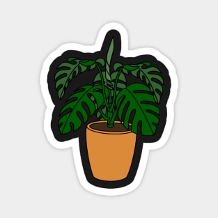 Green Monstera Plant Illustration | Plant in a pot Magnet