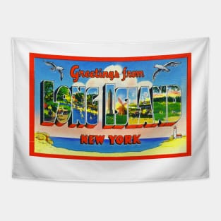 Long Island New York Greetings Beach Vintage Travel Tapestry