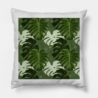 Monstera Pattern - Lime Green Pillow