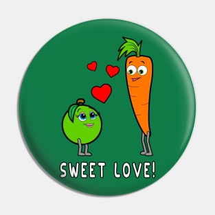 Apple and Carrot in Love Pin