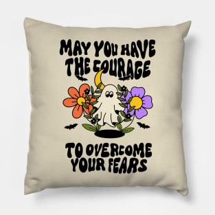 Overcome your fears spooky ghost design Pillow