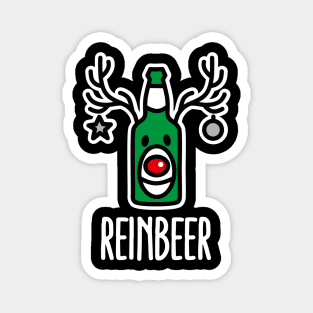 Reinbeer Reindeer Beer funny ugly Christmas pun Magnet