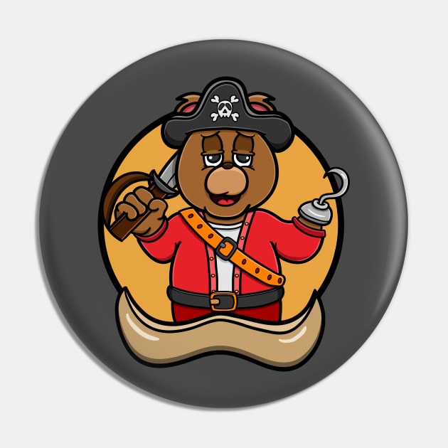 Pirate Bear Cartoon Mascot Pin by tedykurniawan12