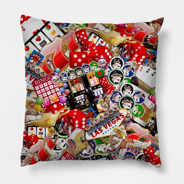 Gamblers Delight - Las Vegas Icons Pillow by Gravityx9