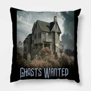 Ghost Wanted Haunted House Funny Halloween Design Pillow